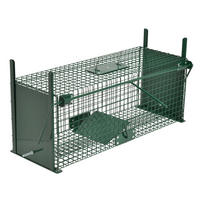 MOORLAND Safe 5067 Lebendfalle 21 x 23 x 61 cm, 2 Eingänge, pulverbeschichtetes 1,8 mm Drahtgitter (RAL 6005) - Grün, Holz (21/23/61cm) - Moorland