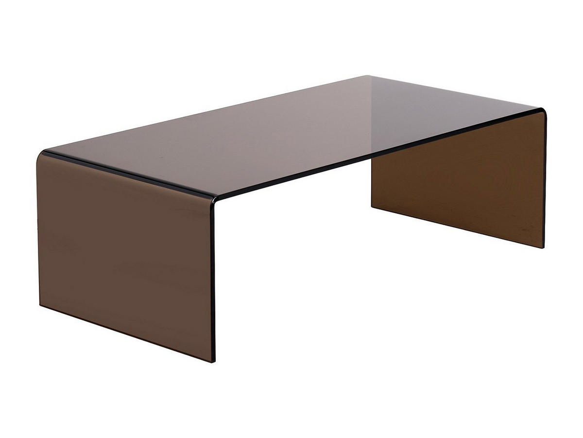 COUCHTISCH - gebogenes Sicherheitsglas - Braun - ALONZO - Transparent/Braun, Glas (110/55/35cm) - Vente-Unique