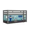 KINDERBETT Karolina 210x114x106 Massivholz Grau Textilset Polizei - Grau/Hellblau, Holz (90/200cm) - 58aufmkessel