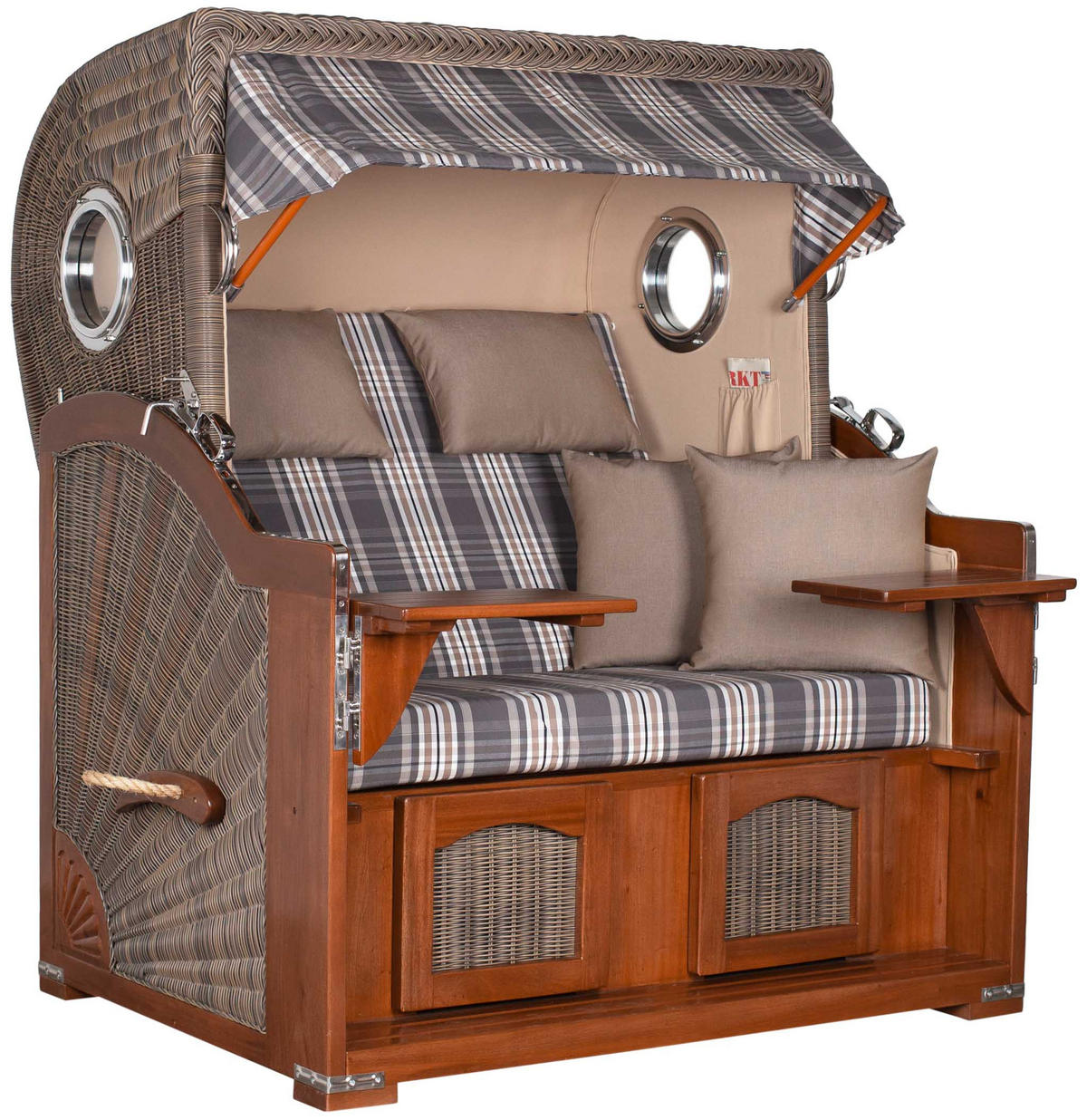 STRANDKORB XXL Düne Grande 2,5 Sitzer - Braun/Grau, Metall (142/170/95cm) - Mr. Deko