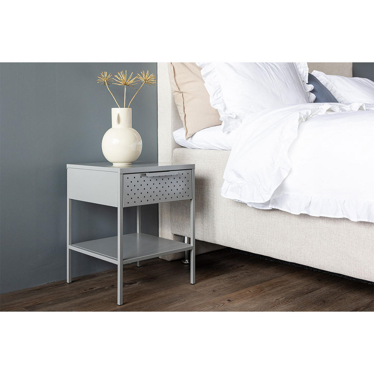 NACHTTISCH, Sacs, Hellgrau, Stahl, 40 x 40 x 52 cm - Hellgrau, Metall (40/52/40cm) - ebuy24