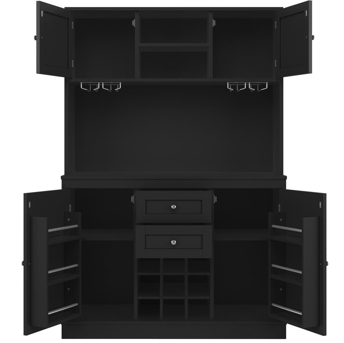 BUFFETSCHRANK 120/40/188 cm mit Weinregal, verstellbaren Einlegeböden und MDF-Korpus, Schwarz - Schwarz, Holzwerkstoff (120/188/40cm) - Redom
