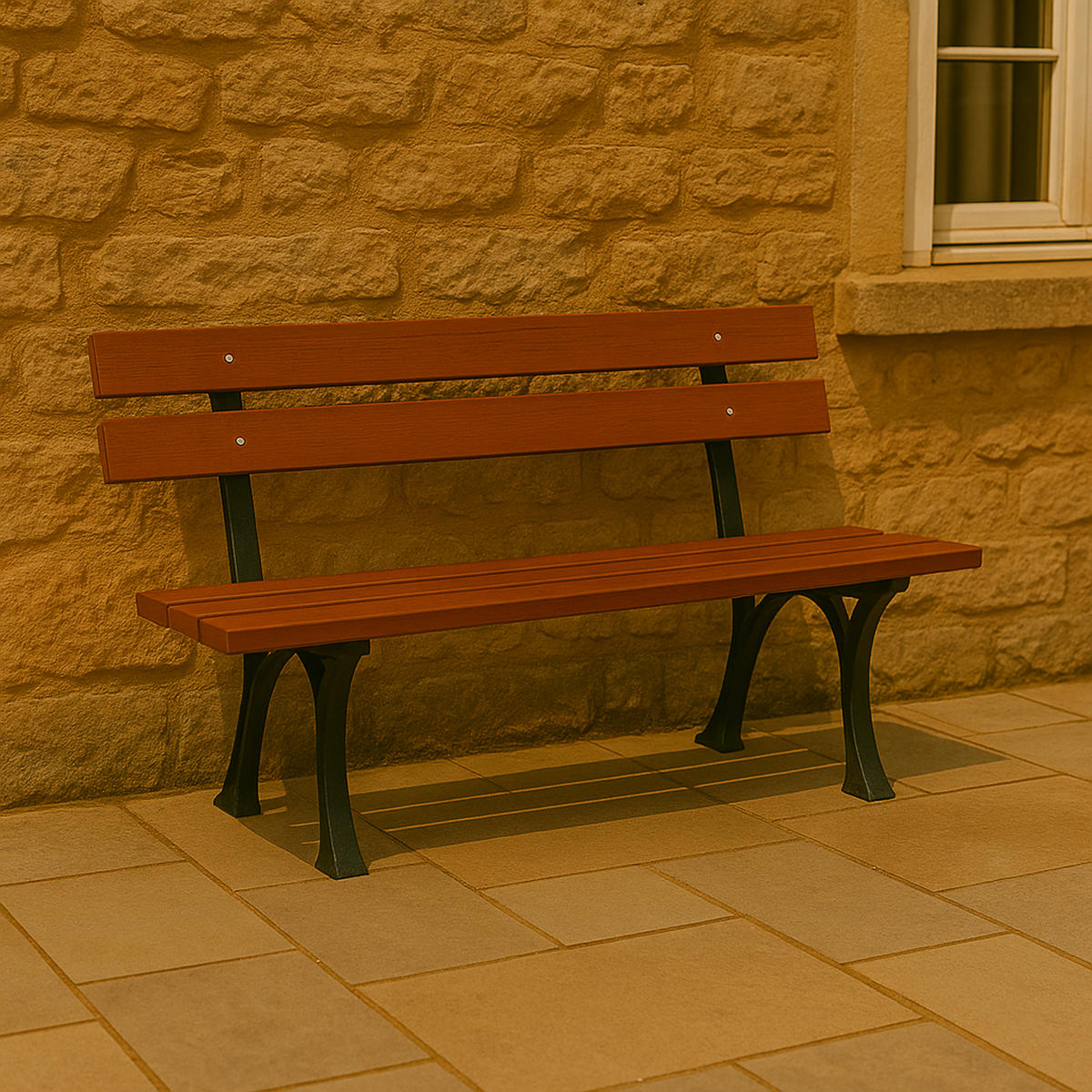 GARTENBANK Lüttich, 4-sitzer, Gusseisen schwarz, Eukalyptusholz - Schwarz, Metall (180/72/61cm) - TPFGarden