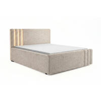POLSTERBETT JASMIN 180/200 cm in Chenille Beige mit Bettkasten und LED - Beige, Holz/Holzwerkstoff (180/200cm) - Deine Möbel 24