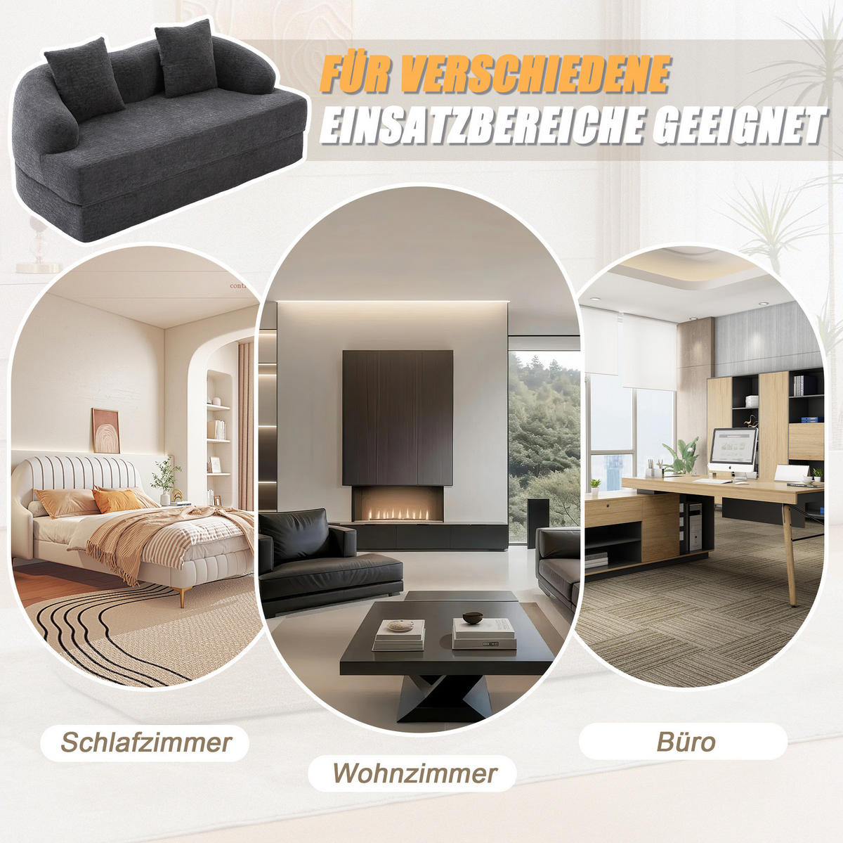 SCHLAFSOFA 157/84/65 cm aus Chenille mit Klappfunktion Dunkelgrau - Dunkelgrau, Textil (84/65/157cm) - Modenvie