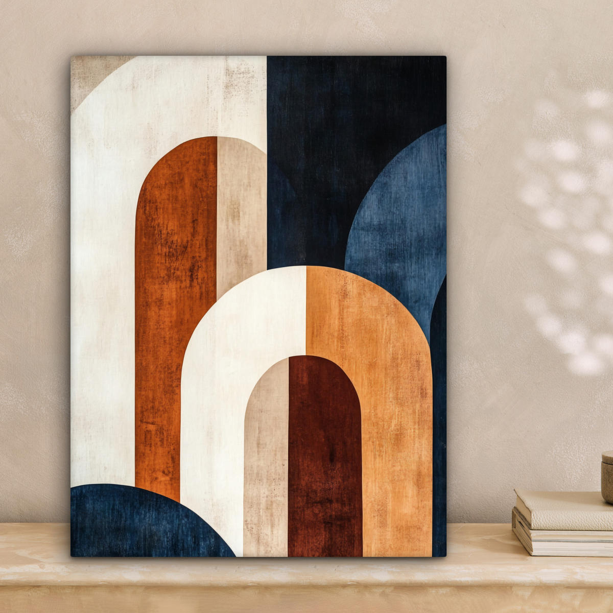 LEINWANDBILD Abstrakt - Formen - Dunkelblau Room Decor 30x40 cm - Cognac, Textil (30/40cm) - MuchoWow