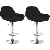 BARHOCKER 2er Set Stoff schwarz - Chromfarben/Schwarz, Textil/Metall (51/89/52cm) - CLP