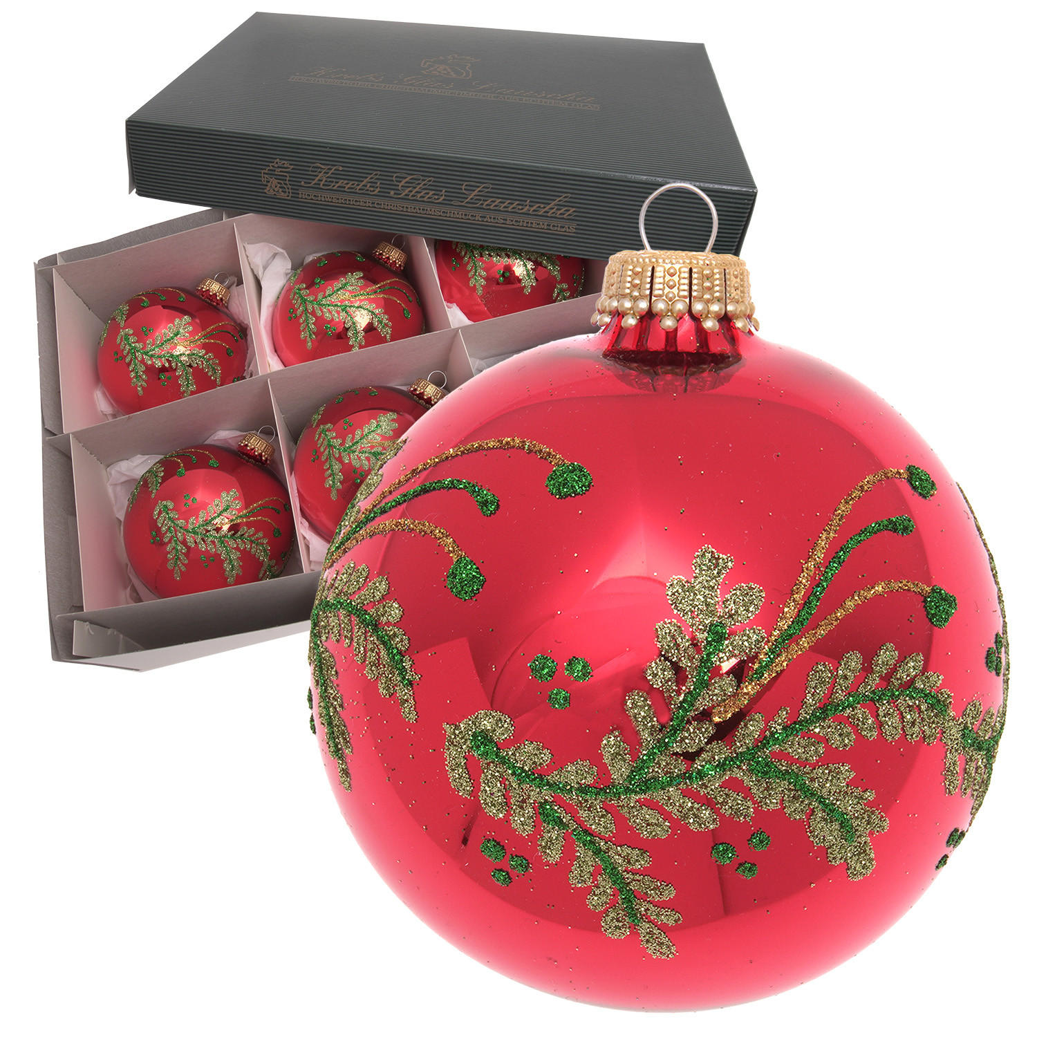 Krebs Glas Lauscha Christbaumkugeln Rot 8x8x8 cm