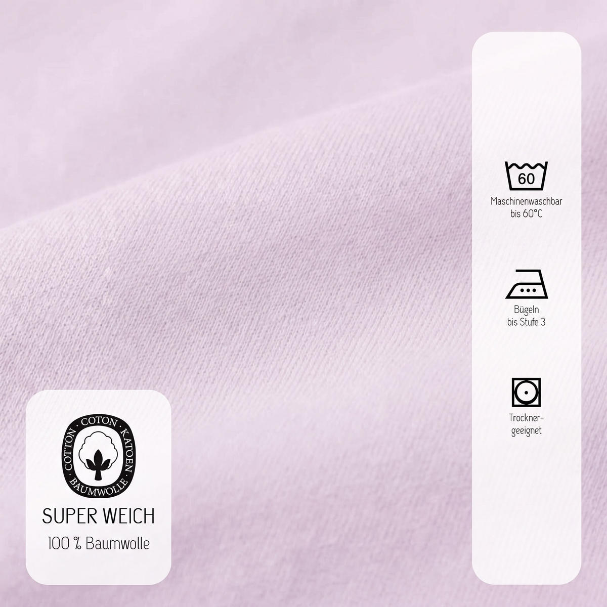 SPANNBETTTUCH Basic Jersey flieder, 180x200 cm - 200x200 cm - Flieder, Textil (200/200cm) - biberna