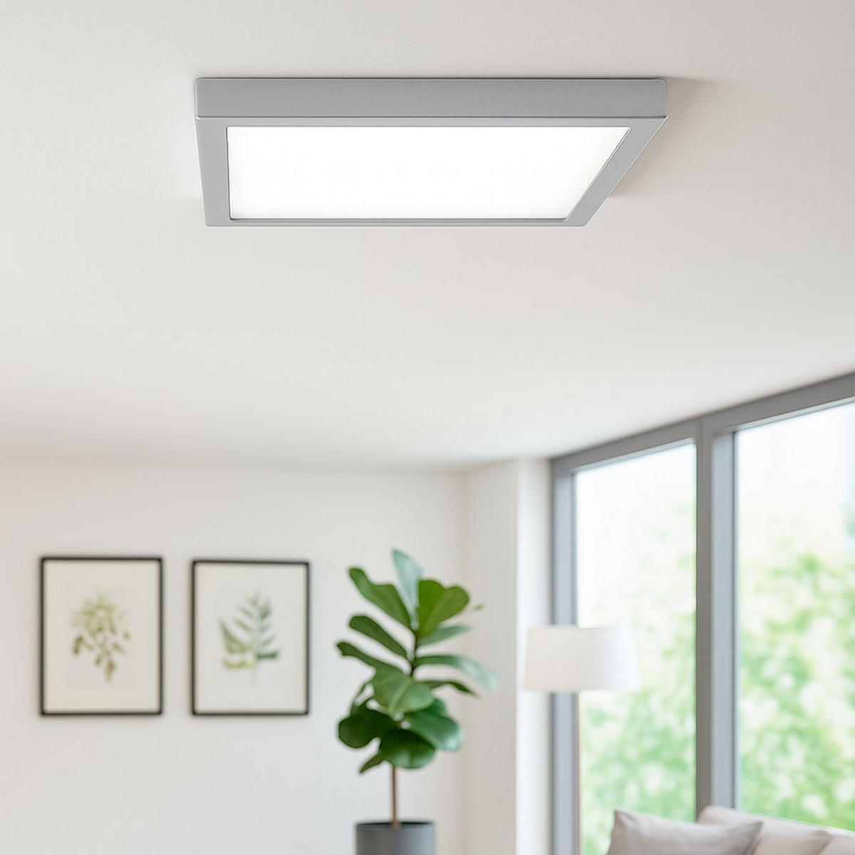 LED DECKENLEUCHTE Chrom 30 cm - Silberfarben, Metall (30/30/3.2cm) - Briloner