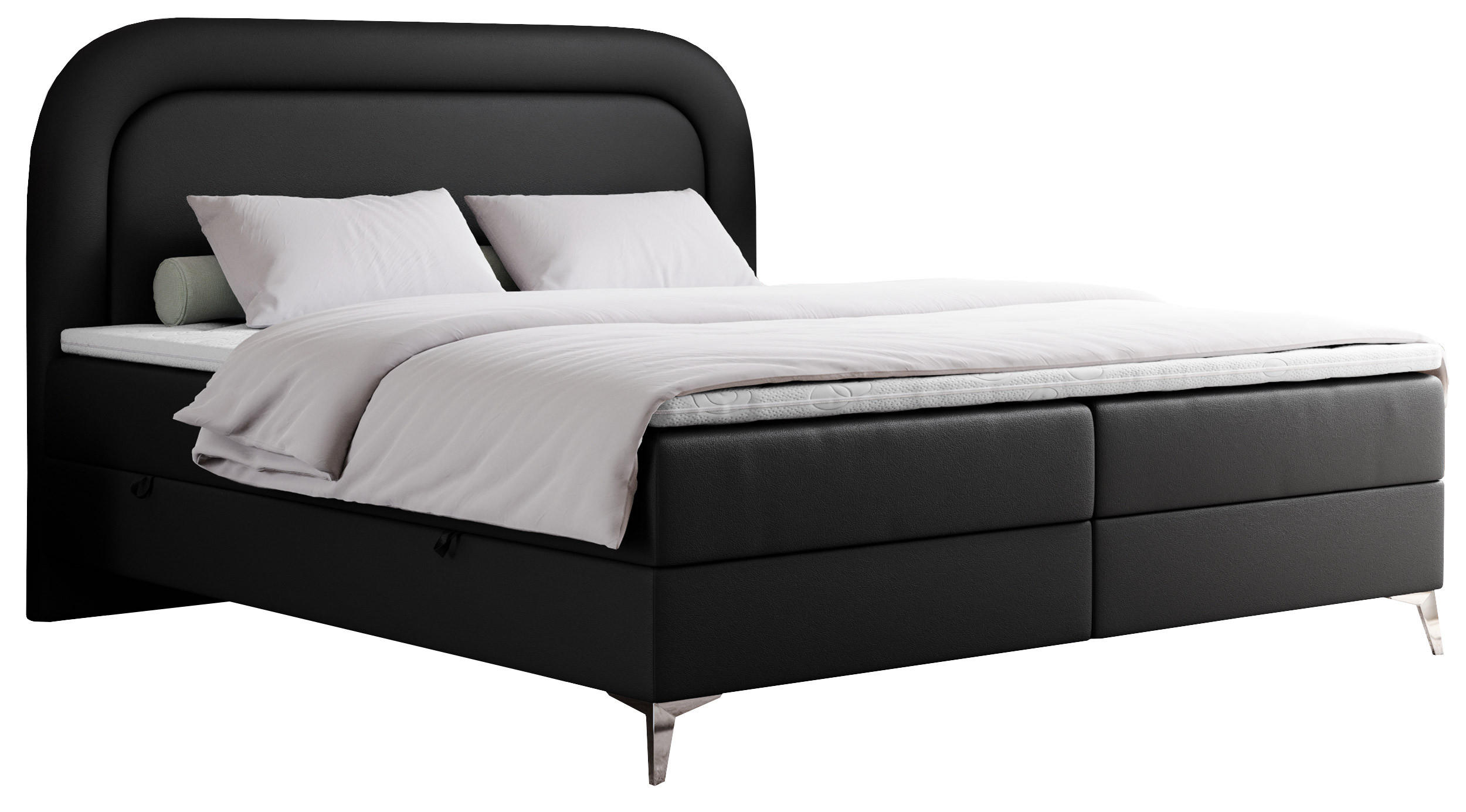 BOXBETT EIRA 200/200 Schwarz Kunstleder - H3 - Silberfarben/Schwarz, Holz/Textil (200/200cm) - MKS