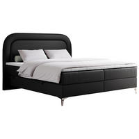 BOXBETT EIRA 180/200 Schwarz Kunstleder - H4 - Silberfarben/Schwarz, Holz/Textil (180/200cm) - MKS