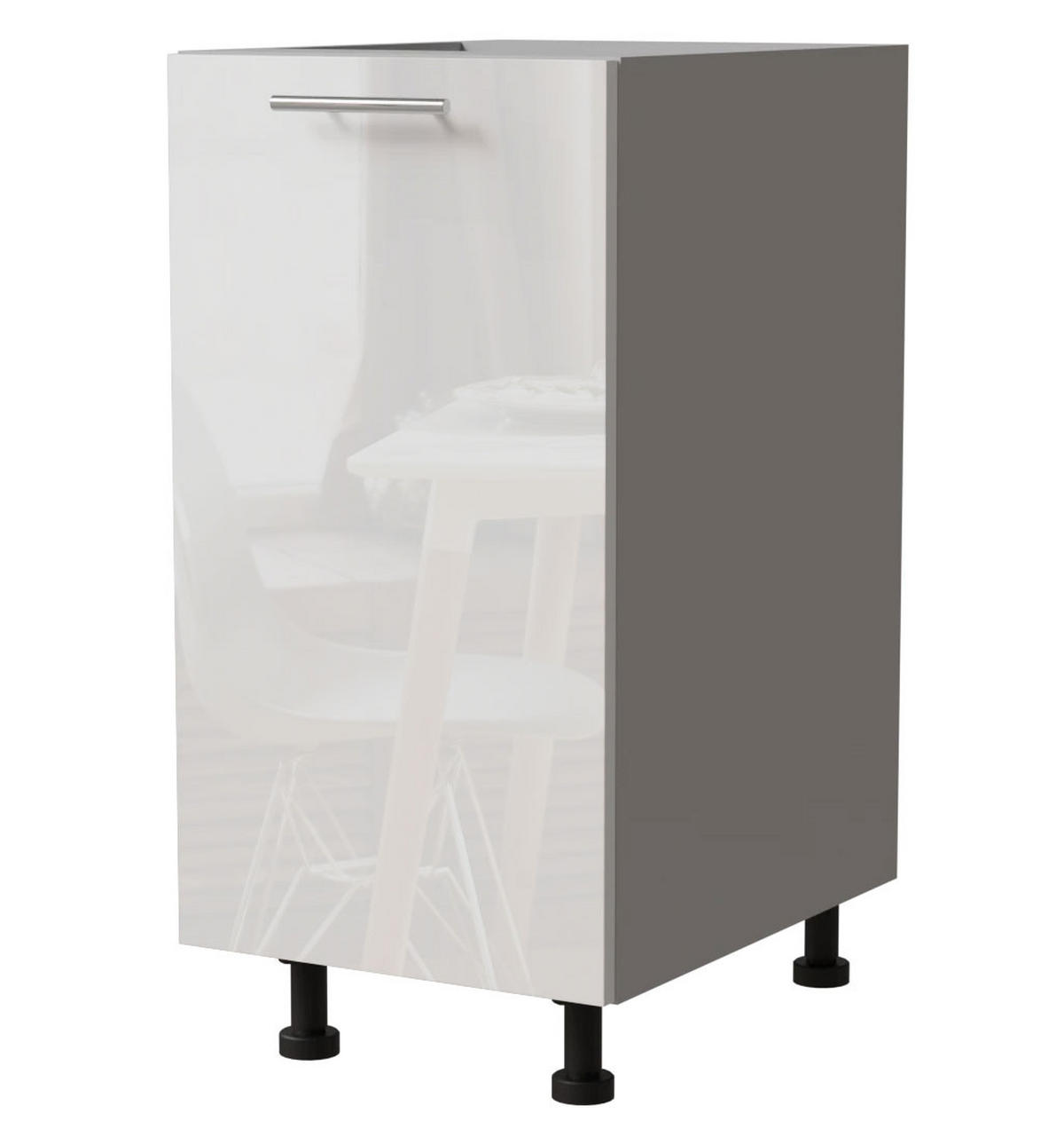 KÜCHENUNTERSCHRANK Essen D1D/40 Weiß Hochglanz / Grau Matt 40 / 50 / 82cm - Weiß Hochglanz/Grau, Holz/Holzwerkstoff (40/82/50cm) - Feldmann-Wohnen