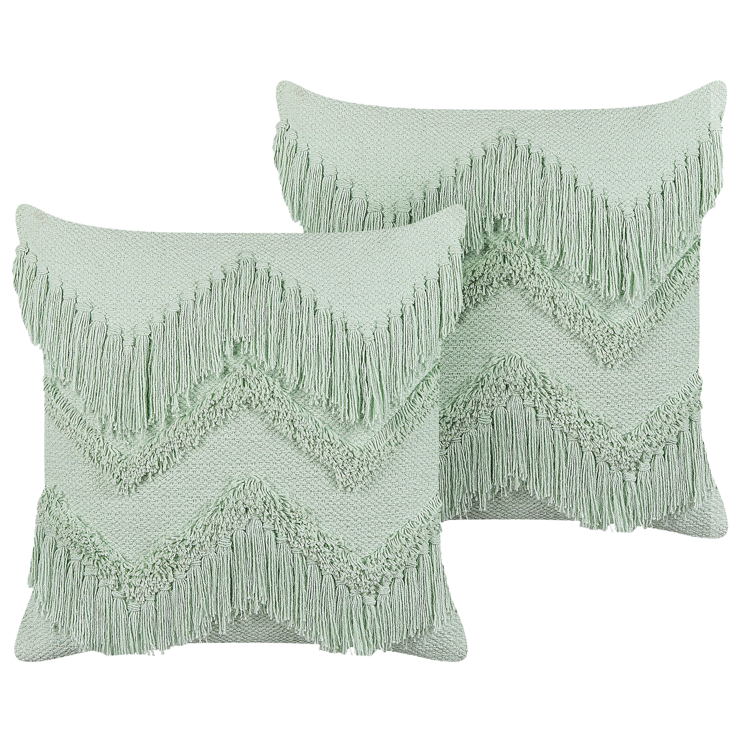 DEKOKISSEN 2er-Set Hellgrün 45/45 cm Bacopa - Hellgrün, Naturmaterialien/Textil (45/45cm) - Beliani