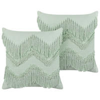 DEKOKISSEN 2er-Set Hellgrün 45/45 cm Bacopa - Hellgrün, Naturmaterialien/Textil (45/45cm) - Beliani