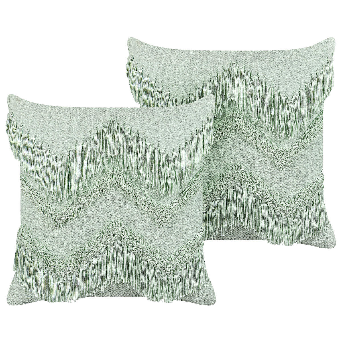 DEKOKISSEN 2er-Set Hellgrün 45/45 cm Bacopa - Hellgrün, Naturmaterialien/Textil (45/45cm) - Beliani