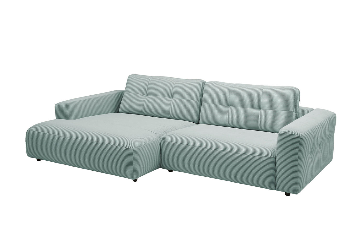 ECKSOFA MIKA Hellblau Cord - Schwarz/Hellblau, Kunststoff/Textil (276/167cm) - KAWOLA