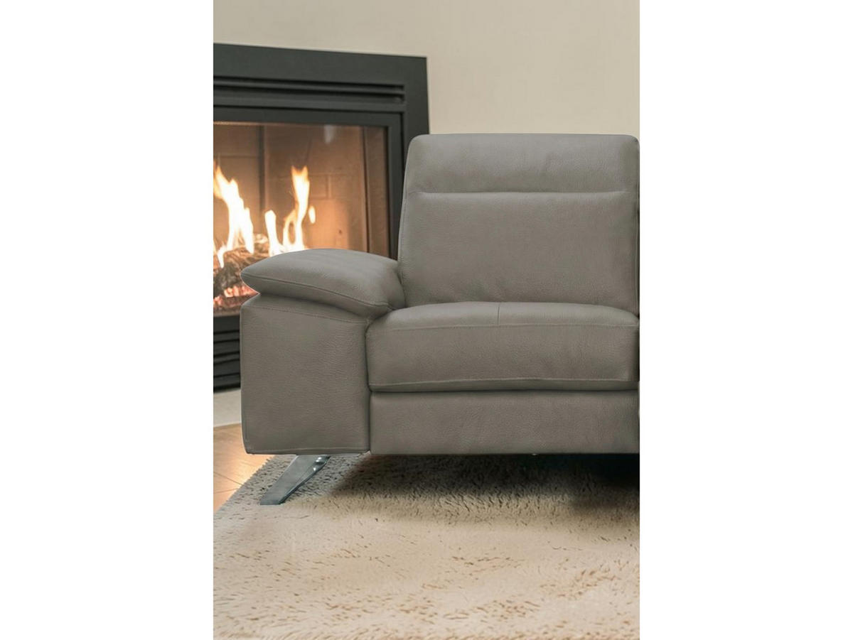 2-SITZER Sofa Genius Echtleder Greige - Greige, Leder/Metall (180/80/104cm)