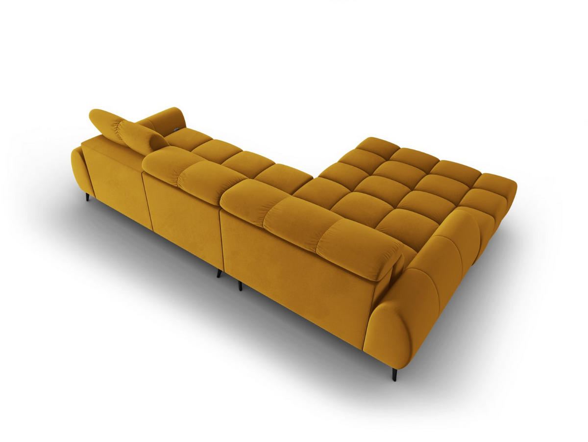 ELEKTRISCHES-ECKSOFA links Alyse aus Samt gelb 5 Sitzplätze - Gelb, Textil (188/295cm) - Micadoni