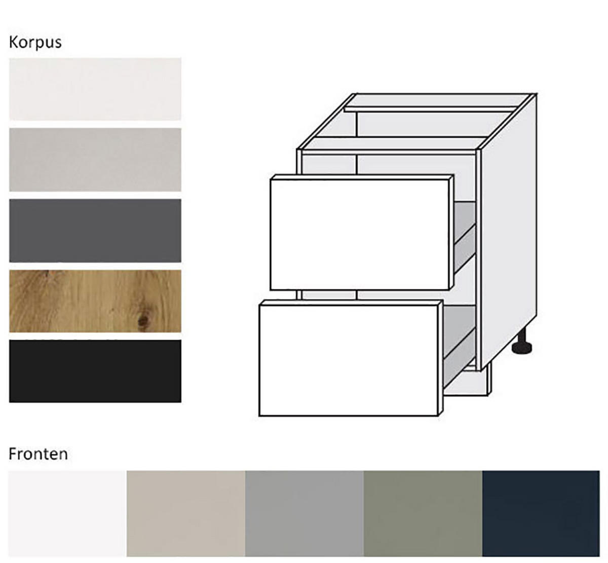 SCHUBLADENUNTERSCHRANK Salo D2/60 Eiche Artisan / Dust Grey Matt 60 / 50 / 82cm - Blum Teilauszug - Eiche Artisan/Grau, Holz/Holzwerkstoff (60/82/50cm) - Feldmann-Wohnen