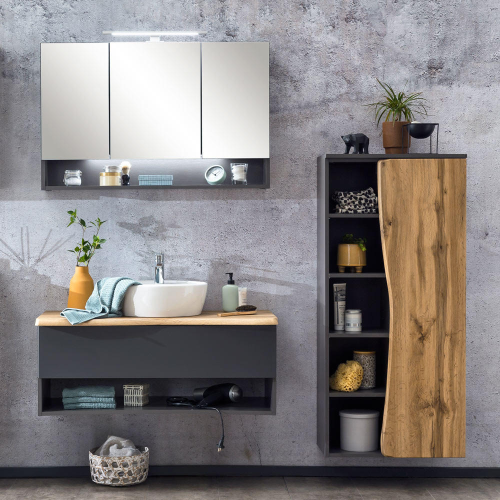 Lomado Badmöbel-Set Braun, Anthrazit 181x200x52 cm