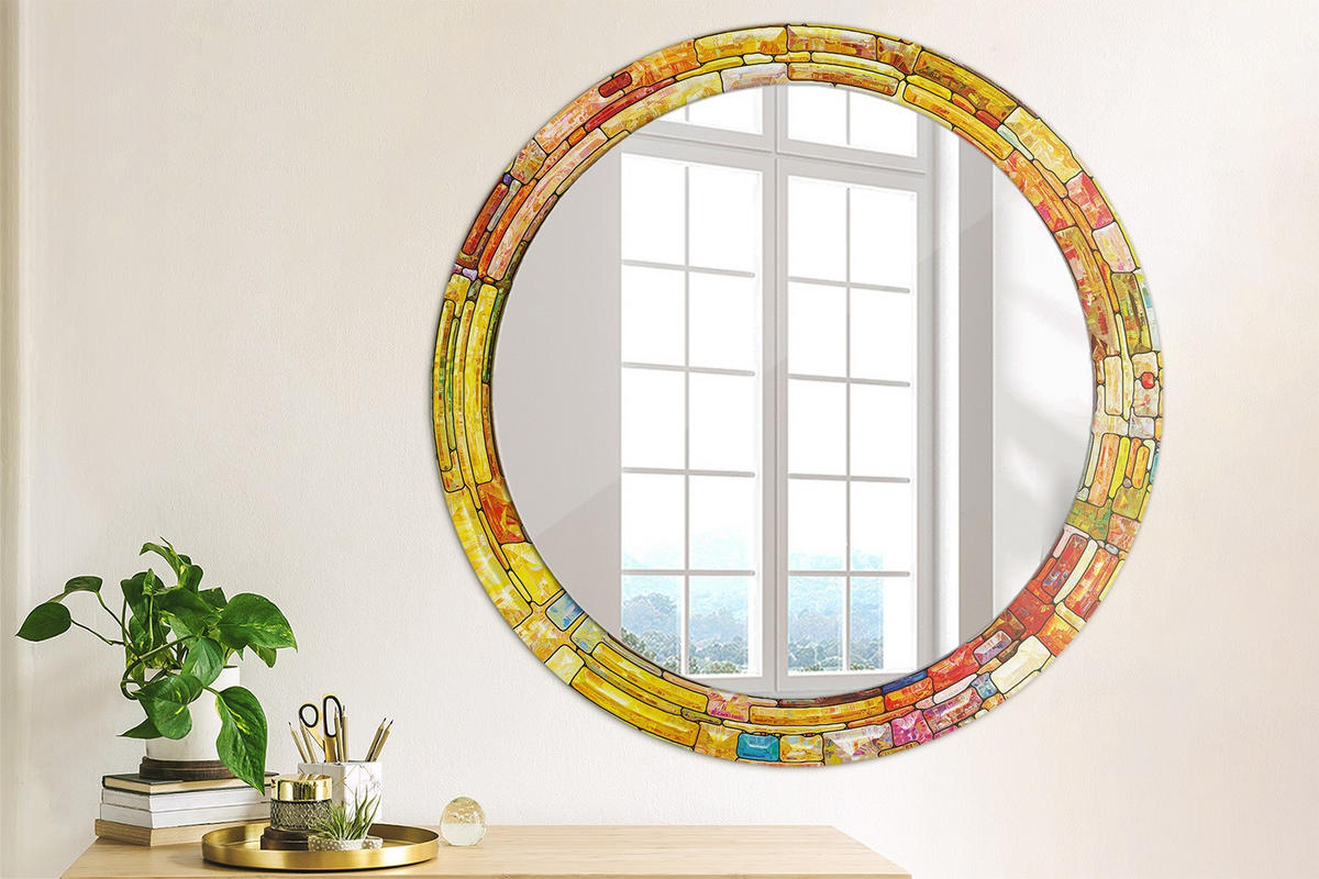 SPIEGEL Ø80 cm Rund mit Aufdruck - Multicolor, Glas (80/80/0.4cm) - TULUP