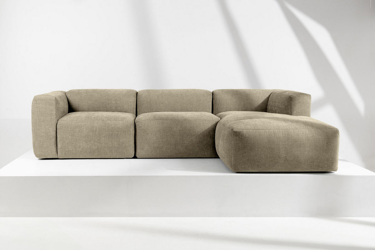 ECKMODULSOFA-RECHTS BUFFO mit extrem weicher und bequemer Sitzfläche, Gewebestoff, sandfarben - Sandfarben, Textil (297/180cm) - KONSIMO®