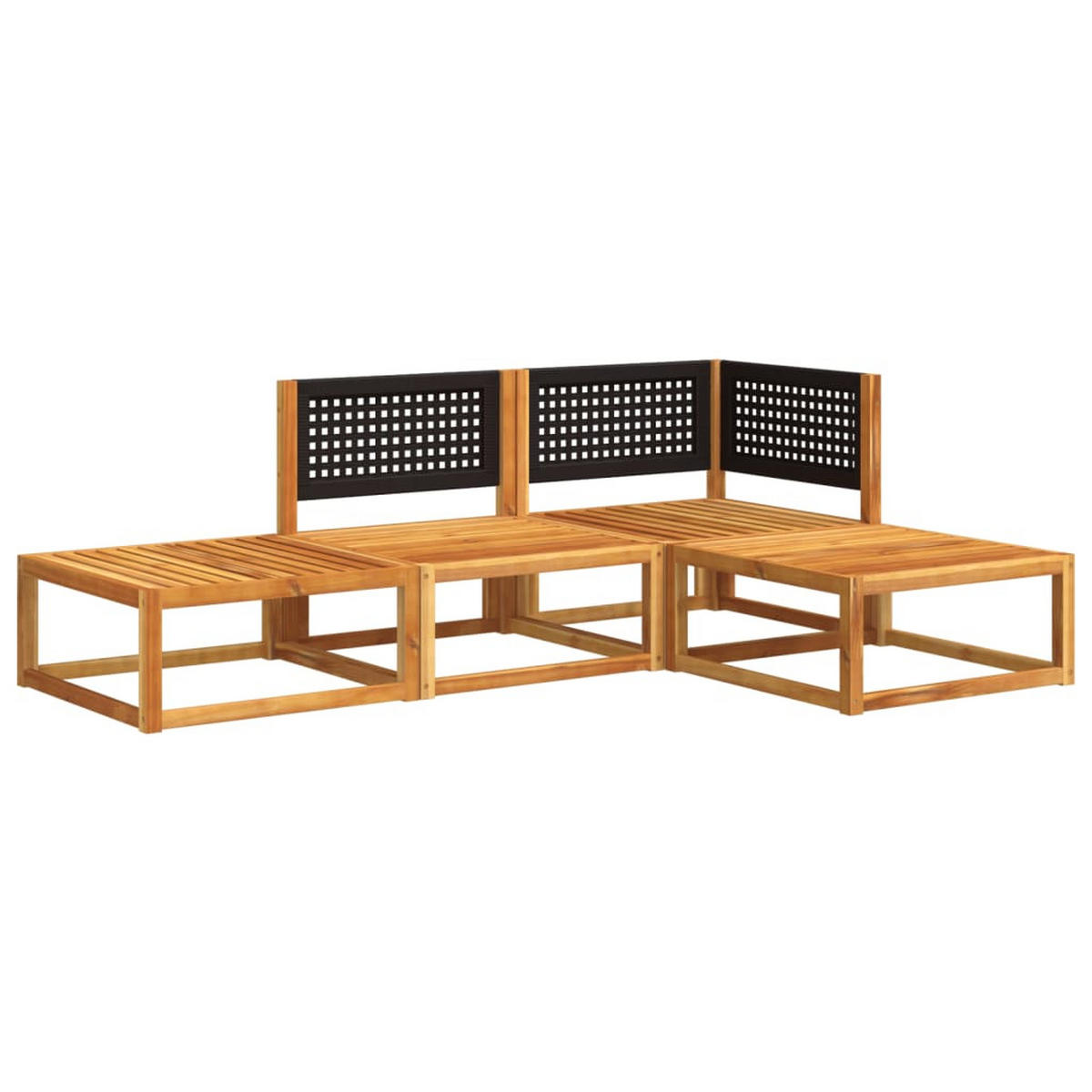 GARTENSOFA-SET 4-TLG. Mit Kissen Holz Akazie & Rattan - Braun, Holz - vidaXL