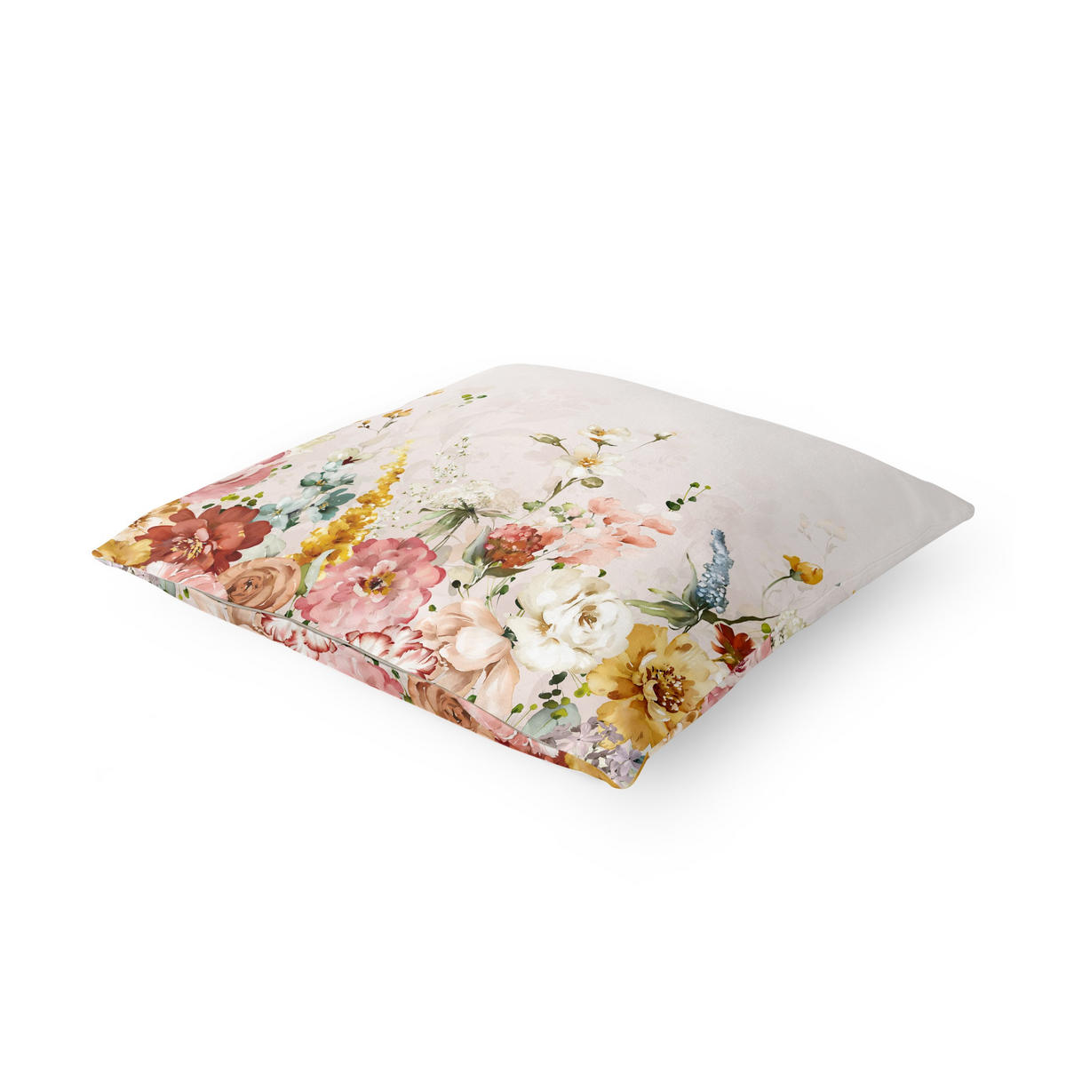 KISSENBEZUG Rankende Blumen Aquarell Vintage 40/40 cm - Pastellblau, Textil (40/40cm) - Bilderwelten