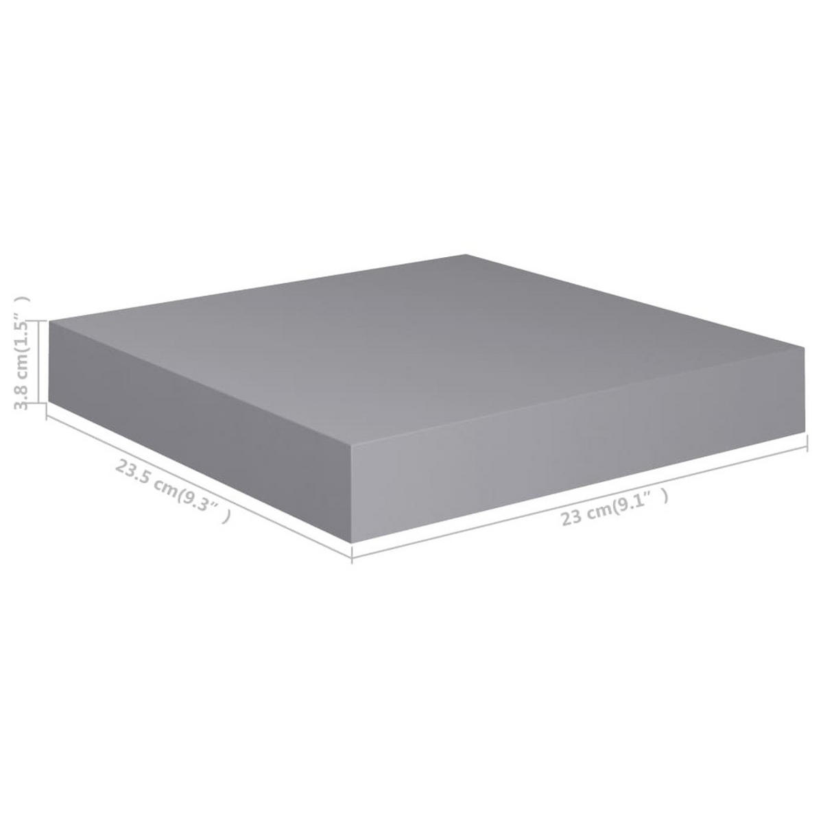 SCHWEBEREGAL GRAU 23X23,5X3,8 CM MDF - Grau, Holzwerkstoff (23.5/3.8/23cm) - vidaXL