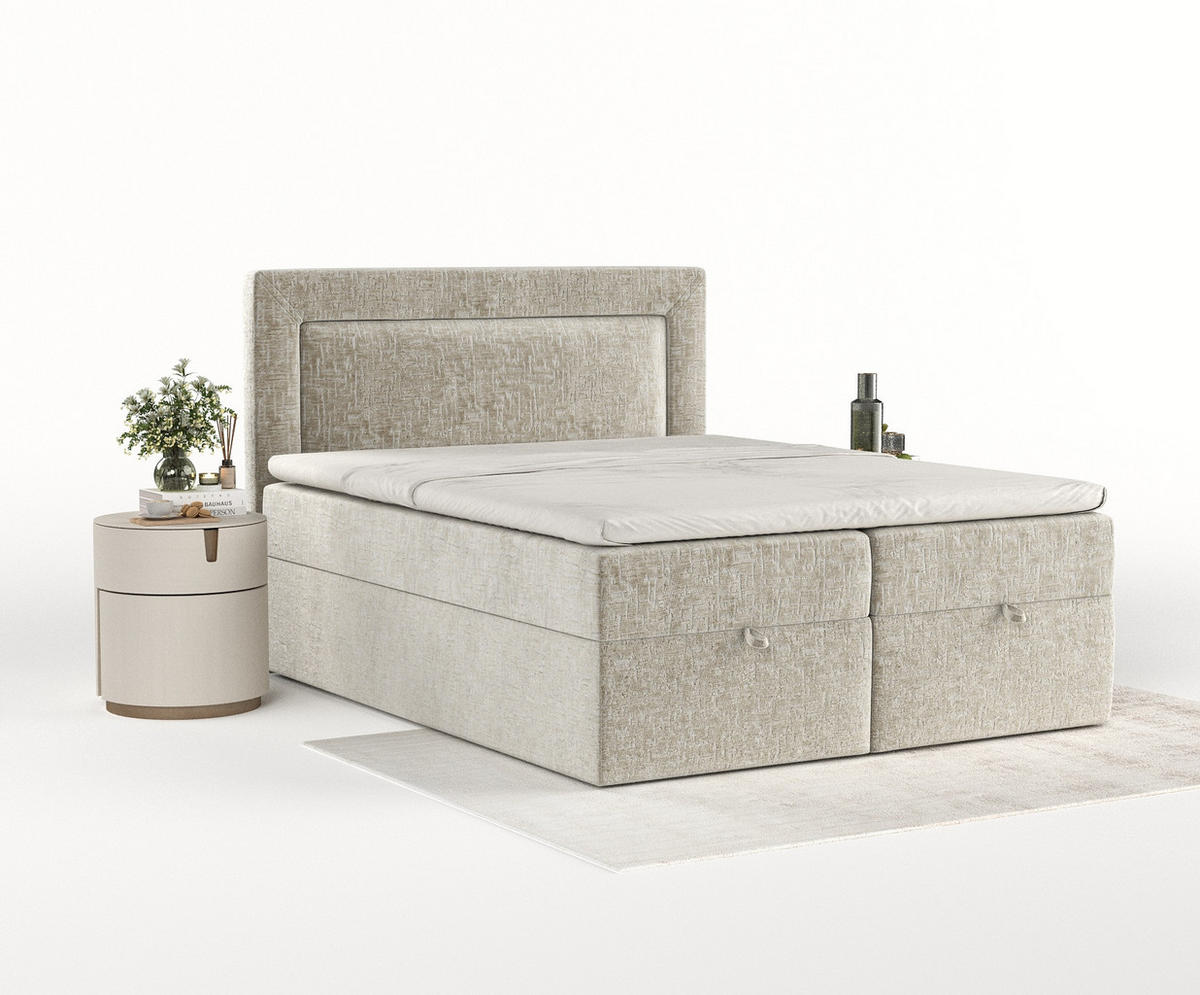 BOXBETT Palmera Beige 180/200 cm - Beige/Schwarz, Holz/Holzwerkstoff (180/200cm) - Maison de Reve