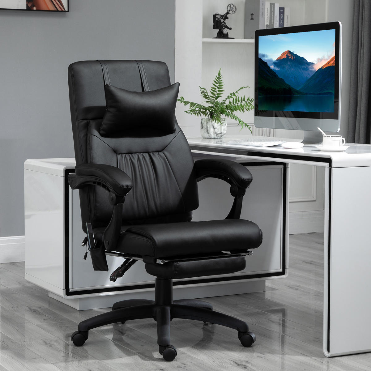 CHEFSESSEL DE-11805 mit 7-Punkt-Massage Schwarz - Schwarz, Metall (79/112/68cm) - ComfortXL