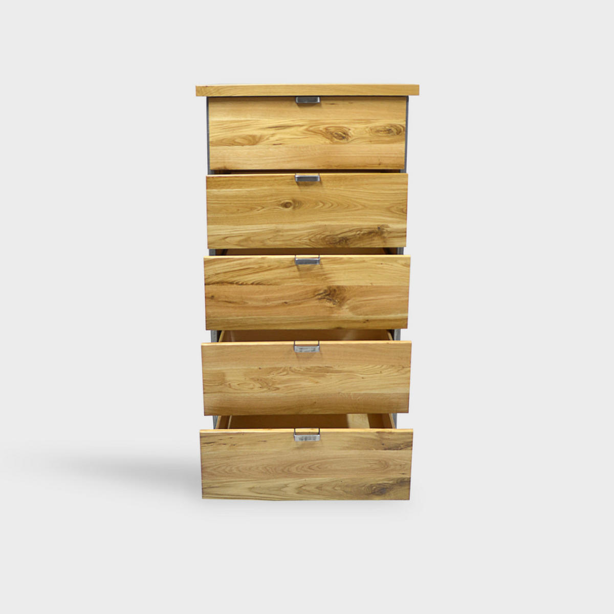 SCHUBLADENKOMMODE aus natürlichen Eiche 120 cm hoch HUGON I - Eichefarben, Holz (75/120/50cm) - Rawood Furniture