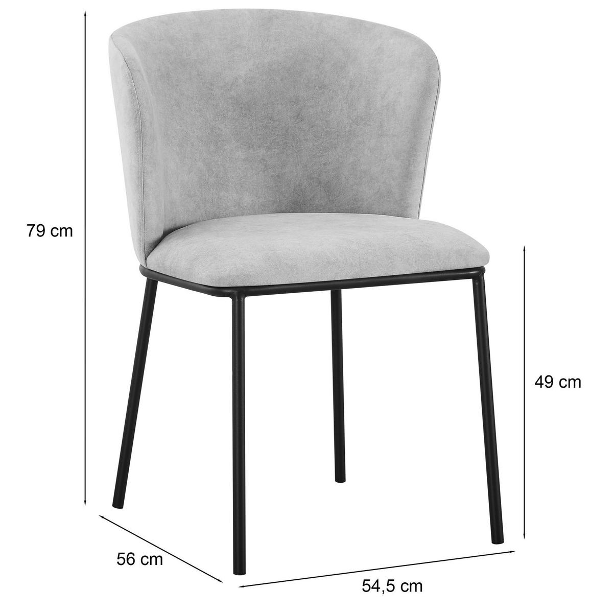 POLSTERSTUHL Carble Hellgrau - Hellgrau/Schwarz, Textil/Metall (54.5/79/56cm) - Selsey