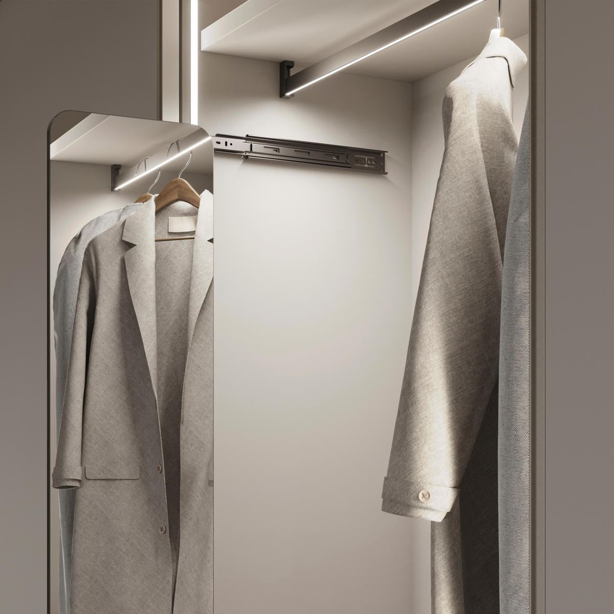 SCHRANKSTANGE Luxe LED 900mm Schwarz - Schwarz, Metall (2/7/90cm) - EMUCA