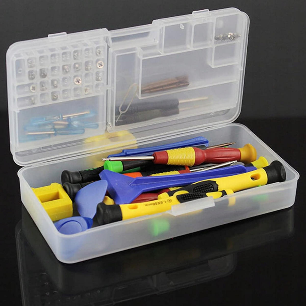 AUFBEWAHRUNGSBOX Universal, Sortierbox für elektronische Bauteile, 2-lagig, PP, transparent, 205 x 100 x 45 mm - Multicolor, Kunststoff/Metall (4/10/19cm)