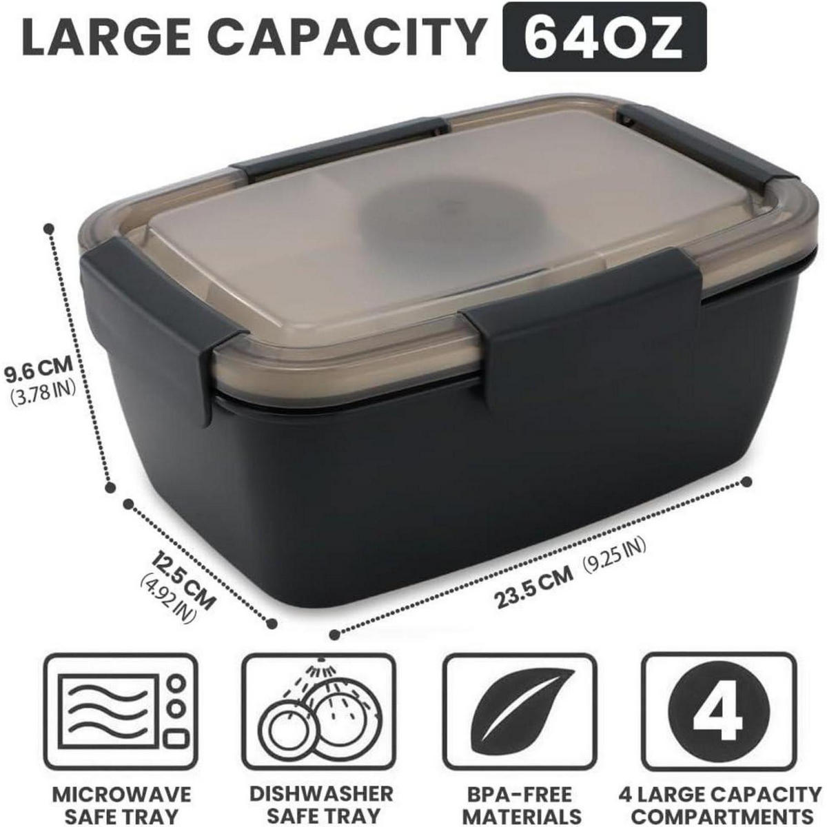 LUNCHBOX 2000ML 2-teiliges Set Blau+Schwarz - Multicolor, Kunststoff (125/96/235cm)