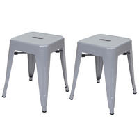 HOCKER Grau 2er-Set - Grau, Metall (39/46/39cm) - MCW