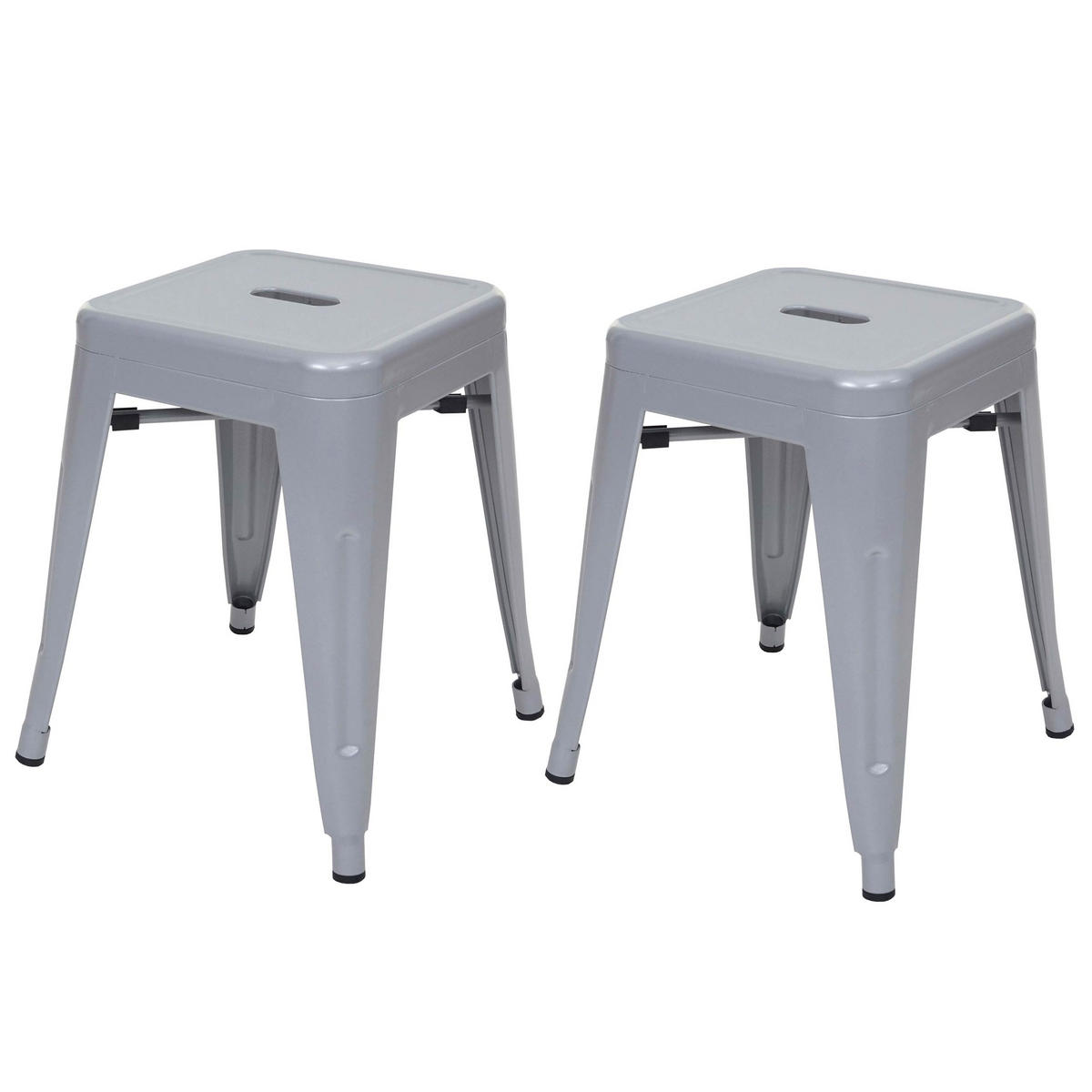 HOCKER Grau 2er-Set - Grau, Metall (39/46/39cm) - MCW