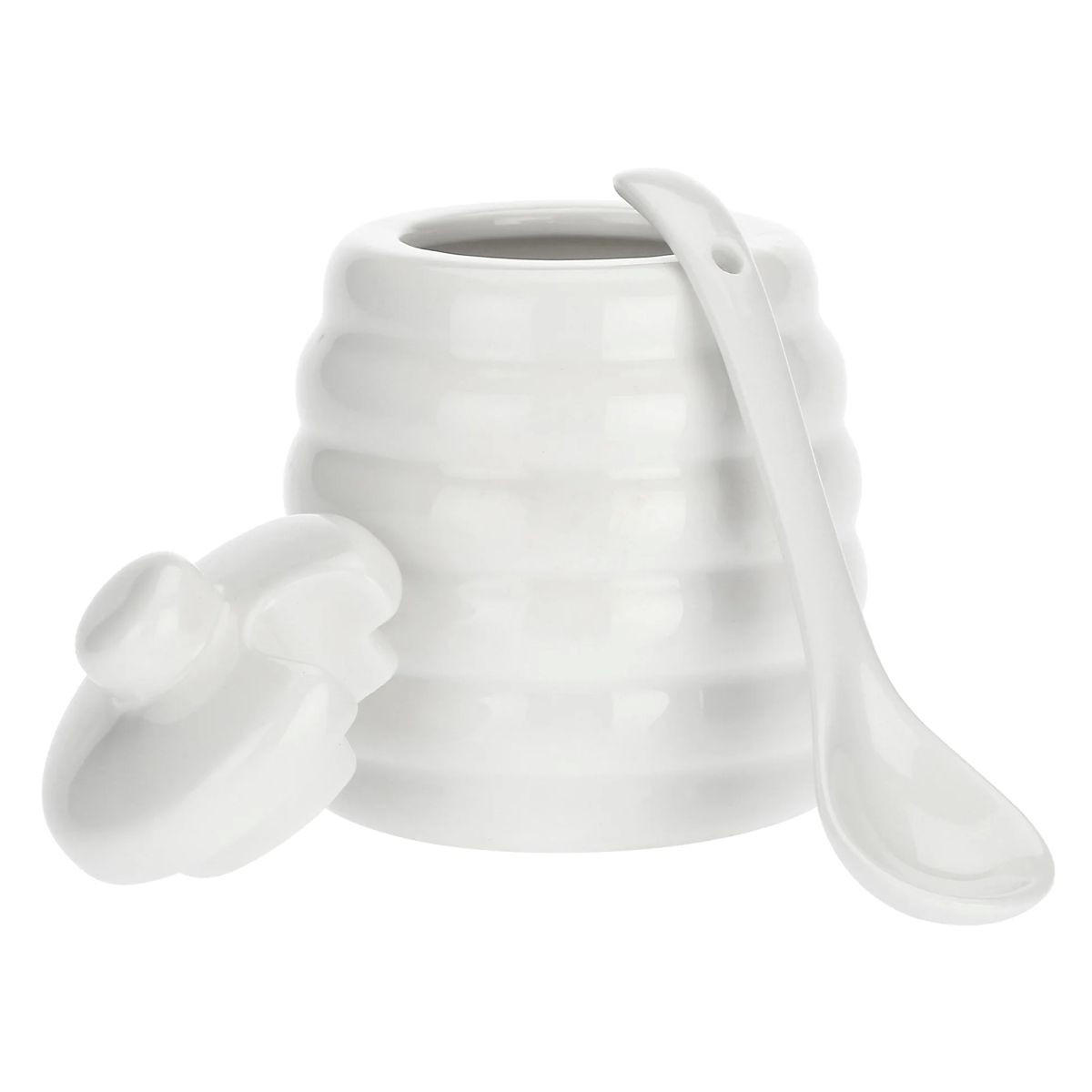 ZUCKERDOSE mit Porzellanlöffel "Zuccheriera Con Cucchiaino" Menage 6,5 x 10 cm - Multicolor, Keramik (6.5/10cm)