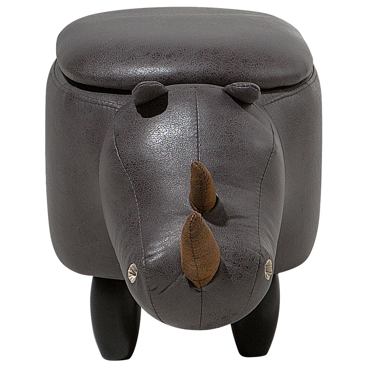 TIERHOCKER Rhino 32/60/35 cm - Grau, Kunststoff/Textil (60/35/32cm) - Beliani