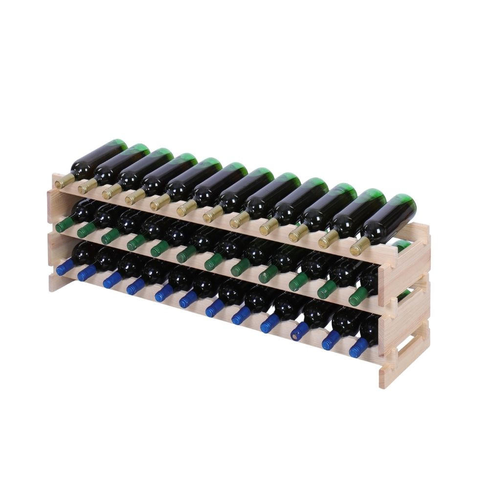 WEINREGAL VINOTECA FLEX PRO HxBxT 37x123x28cm 36 Flaschen auf 3 Ebenen Natur unbehandelt - Naturfarben, Holz (123/37/28cm) - PROREGAL