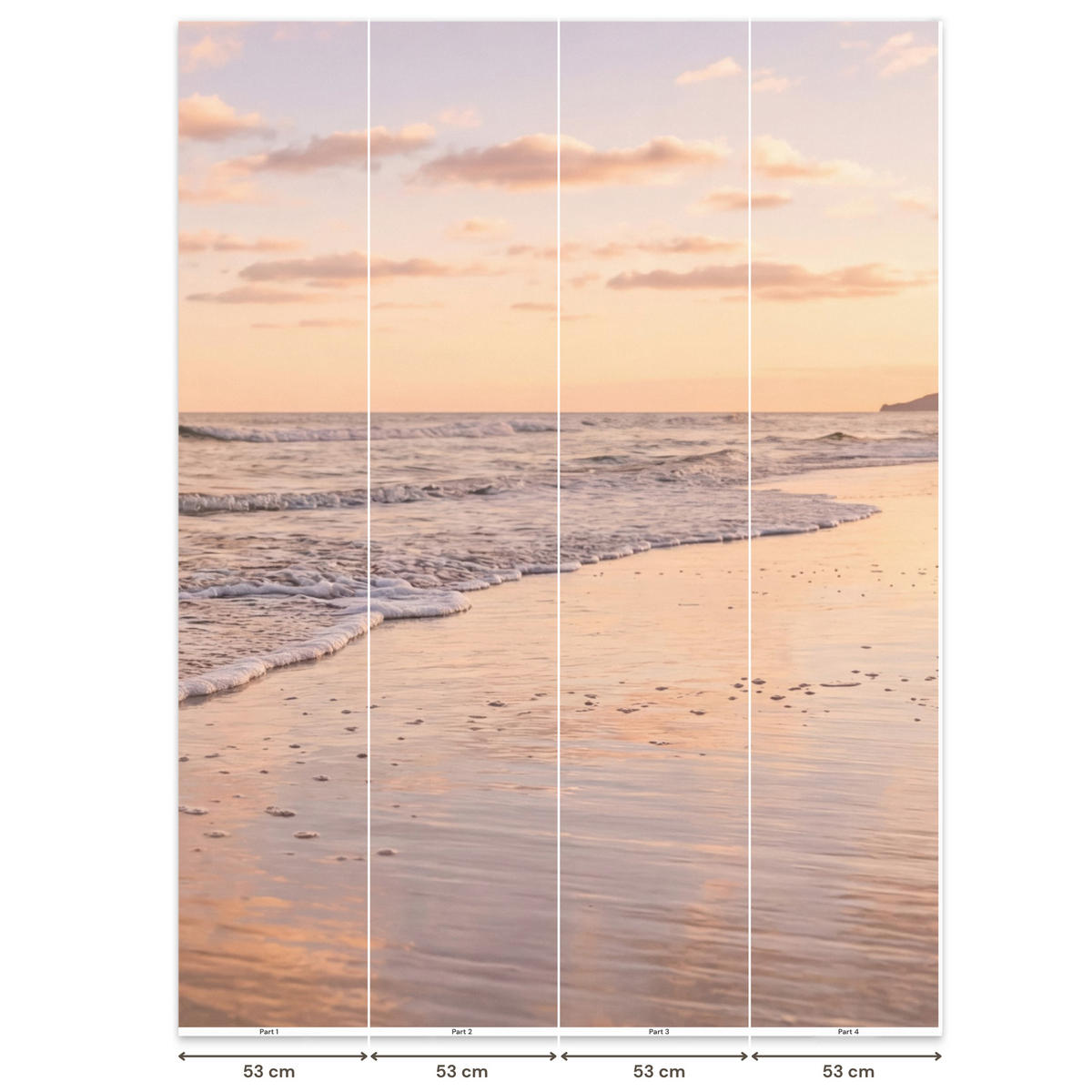 TAPETE - Strand - Brandung - Wolken - 200x280 cm - Hellrosa, Papier (200/280cm) - OnlyWow