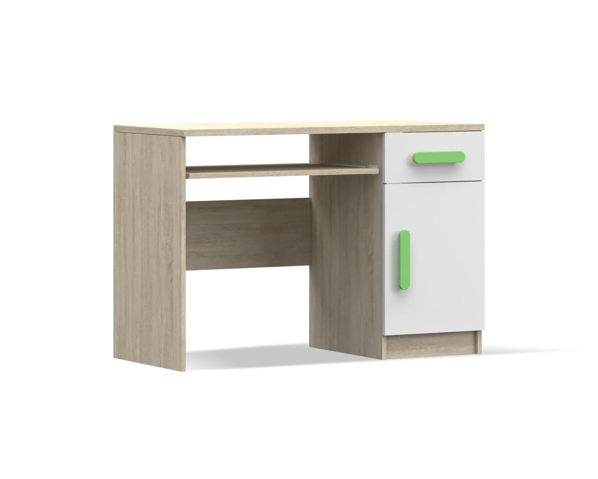 KINDERSCHREIBTISCH INGE 08 110/75/50 cm Weiß+Sonoma/Grün - Weiß/Sonoma Eiche, Holzwerkstoff (110/75/50cm) - Deine Möbel 24