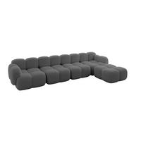 ECKSOFA modulares Sofa Rechts Miko-L3 390x205x75 Grau Bouclé - Chromfarben/Schwarz, Holzwerkstoff/Kunststoff (390/205cm) - ALTDECOR