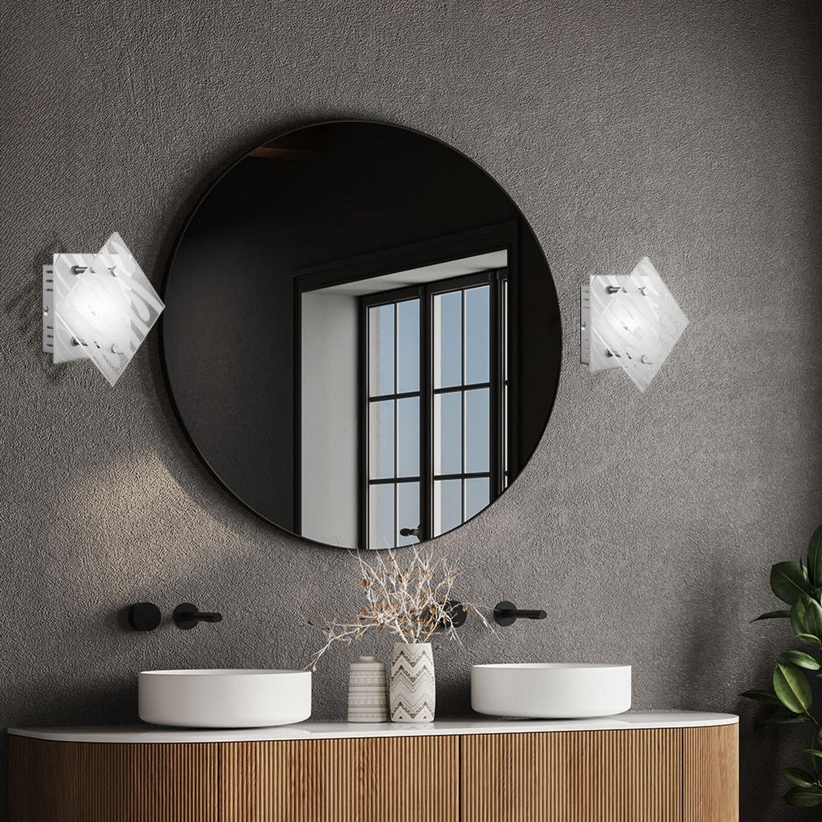 WANDLEUCHTE CARAT Chrom Silber - Silberfarben, Glas (17/7.8/17cm) - Globo Lighting