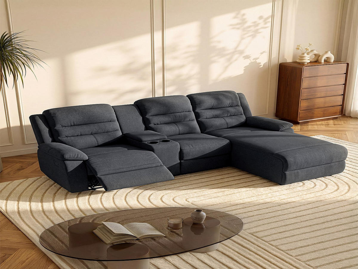 RELAXSOFA - 4 Personen - Stoff - Anthrazitgrau - - Anthrazit, Textil (231/102/172cm) - Vente-Unique