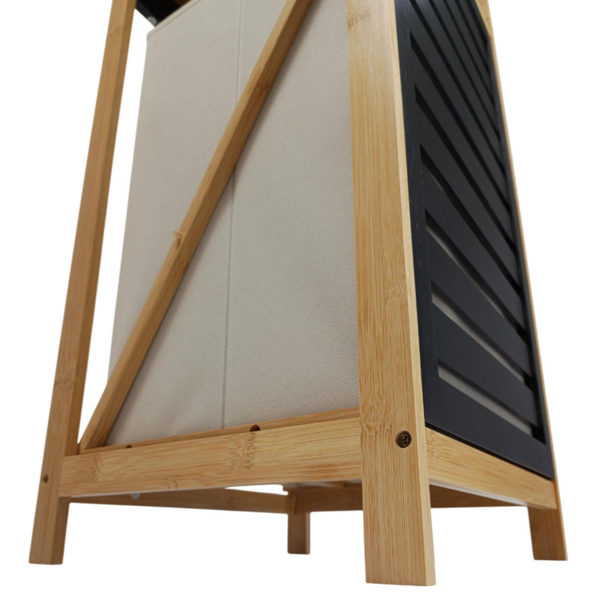 BADEZIMMERREGAL Bambus Schwarz Wäschekorb 36/33/130 cm - Hellbraun/Schwarz, Holz (36/130/33cm) - Begryf