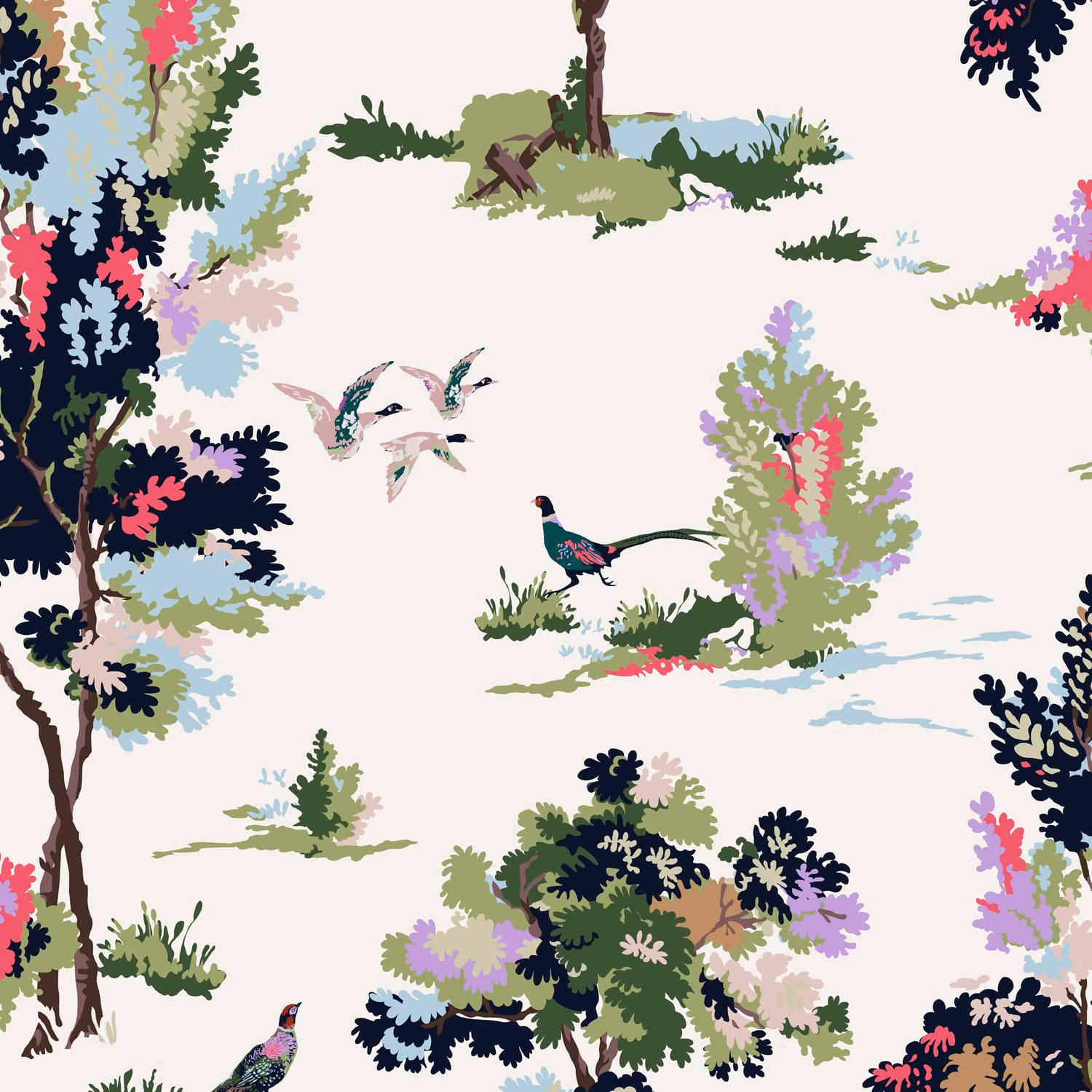VLIESTAPETE - Waldszene Morgengrauen - Multicolor, Papier/Kunststoff (52/1000cm) - Joules