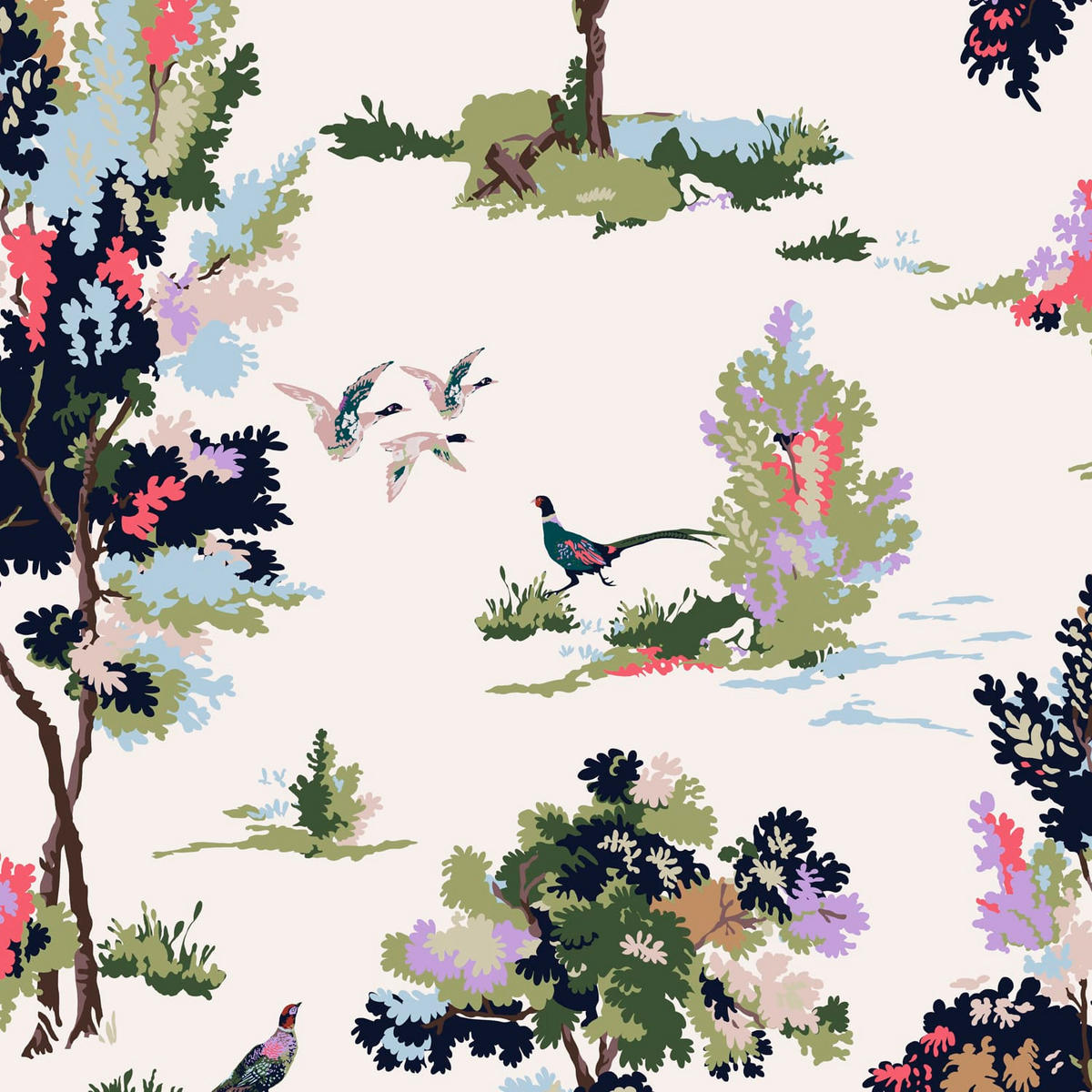 VLIESTAPETE - Waldszene Morgengrauen - Multicolor, Papier/Kunststoff (52/1000cm) - Joules